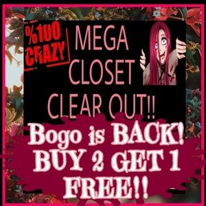 buy 2 Get 1 FREE! All items in closet!